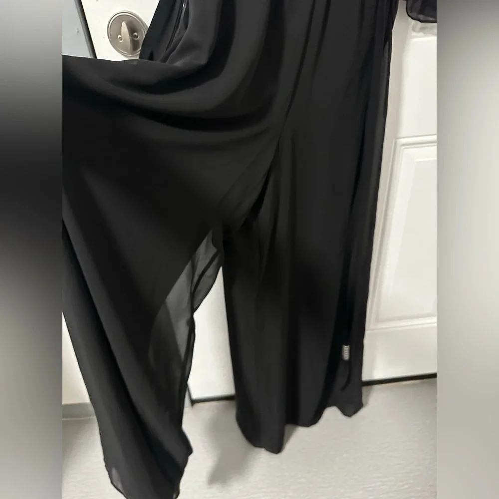 MSK Black Chiffon Overlay Jumpsuit Large NEW - Picture 7 of 16